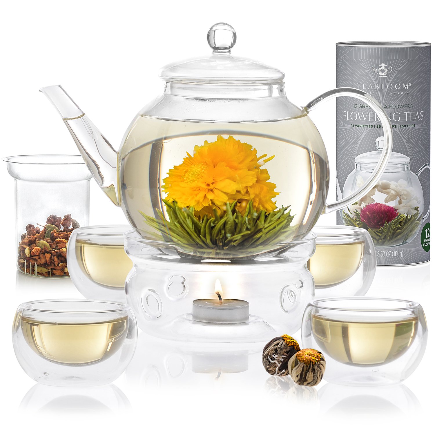 Teabloom Louvre Insulated Glass Tea Press – 34 OZ (4 Cups) – Loose Leaf Tea  Steeper – Brew and Serve Hot Tea – Tea Connoisseur's Choice