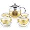 Classica Glass Teapot Set With Four Insulated Cups