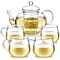 Blossoms Glass Teapot & Cup Set for Four
