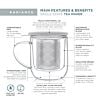 RADIANCE® DOUBLE WALL GLASS MUG WITH INFUSER & LID/COASTER-Snow White
