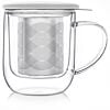 RADIANCE® DOUBLE WALL GLASS MUG WITH INFUSER & LID/COASTER-Snow White