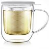 RADIANCE® DOUBLE WALL GLASS MUG WITH INFUSER & LID/COASTER-Snow White