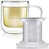 RADIANCE® DOUBLE WALL GLASS MUG WITH INFUSER & LID/COASTER-Snow White