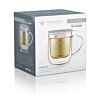 RADIANCE® DOUBLE WALL GLASS MUG WITH INFUSER & LID/COASTER-Snow White