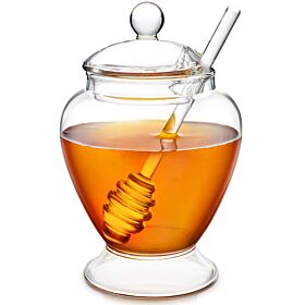 Teabloom Pure Bliss Glass Honey Jar with Dipper & Lid