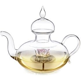 Earthly Rose Teapot With A Three-Dimensional Glass Rose Bud