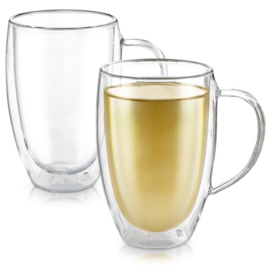 CLEAR BLISS® DOUBLE WALL GLASS TEA CUPS-Set of 2