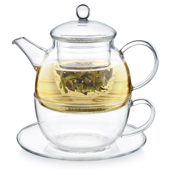 Mindful Tea-for-One Glass Teapot with Cup & Saucer