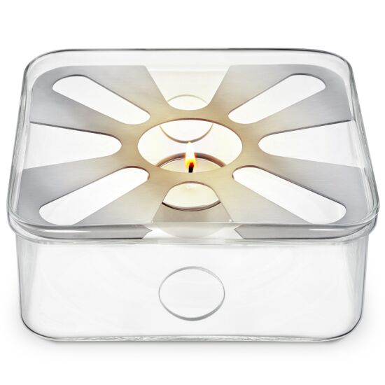 Radiance Squared Glass Tea Warmer & Tea Light Candle Set