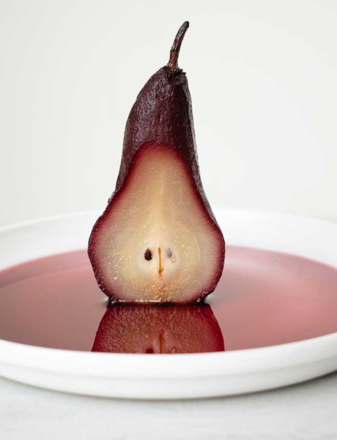 Masala Chai Poached Pears with Creme Anglaise