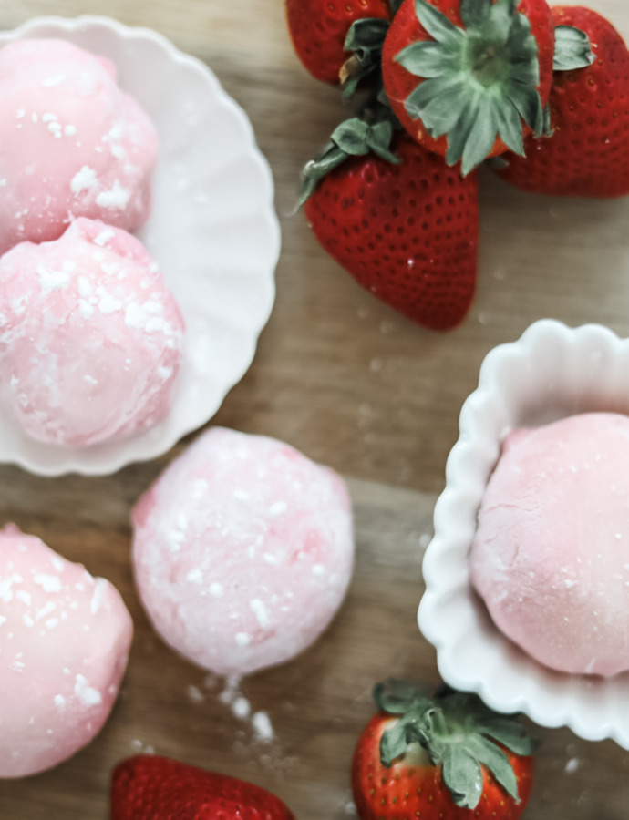 Strawberry Hibiscus Mochi Ice Cream