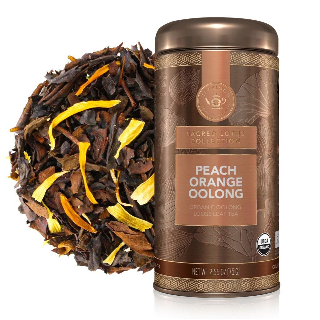 Peach Orange Oolong loose-leaf tea canister as a Chinese Zodiac personality tea for the Year of the Ox.