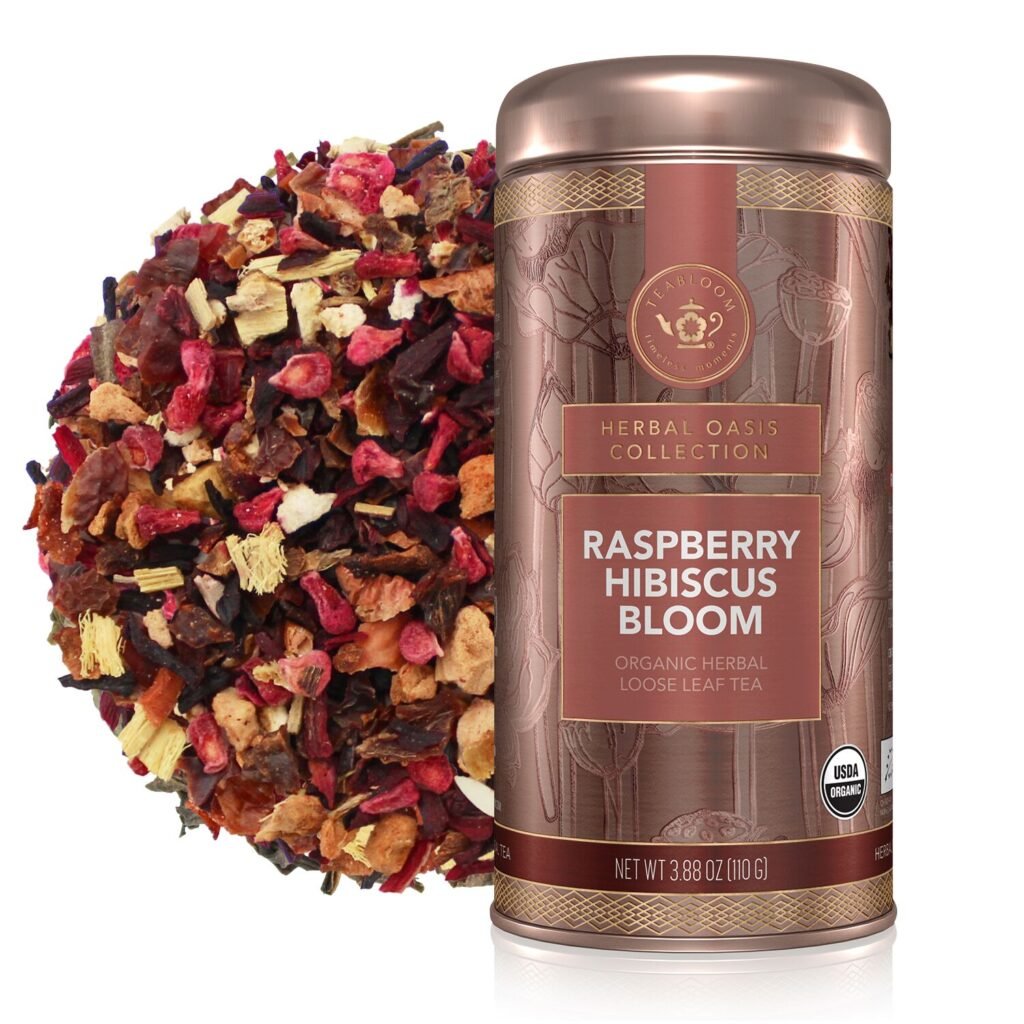 Raspberry Hibiscus Bloom loose-leaf tea canister as a Chinese Zodiac personality tea for the Year of the Dragon.