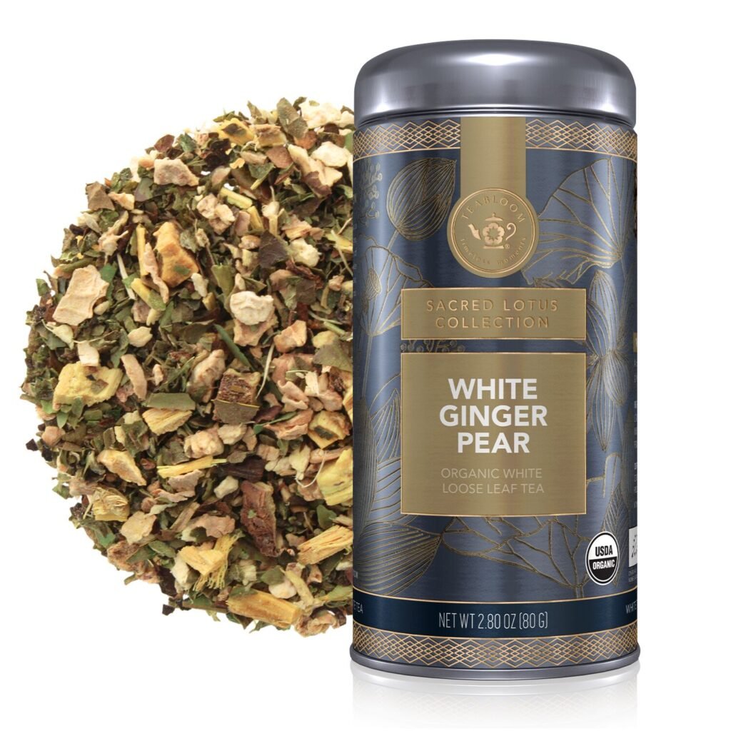 White Ginger Pear loose-leaf tea canister as a Chinese Zodiac personality tea for the Year of the Ox.