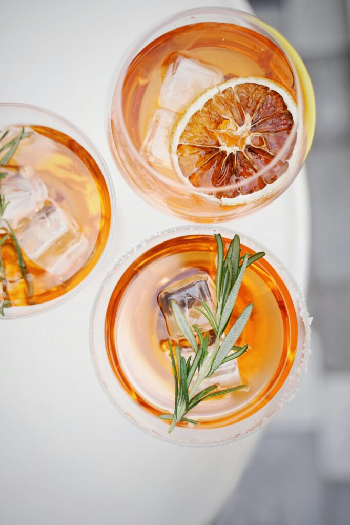 Learn how to make herbal tea iced highball glasses with sprigs of fresh rosemary