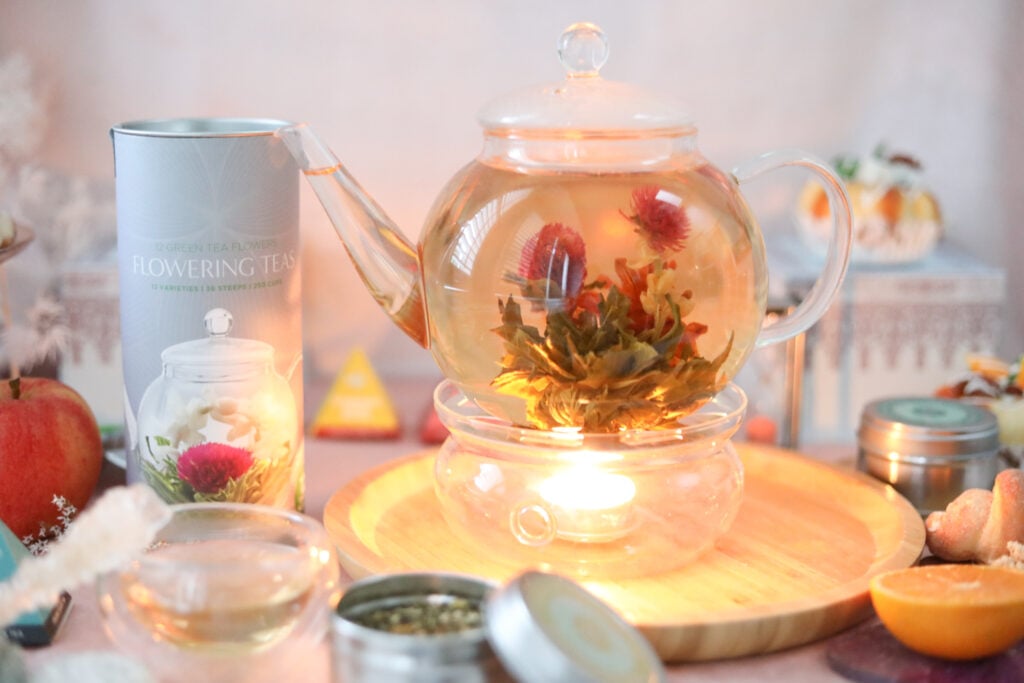Borosilicate glass large flowering teapot size collection from Teabloom