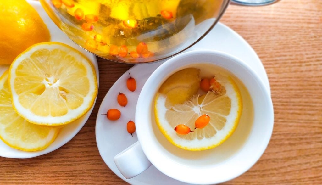 Lemon and nutrient-rich fruits in tea as benefits of antioxidants in tea