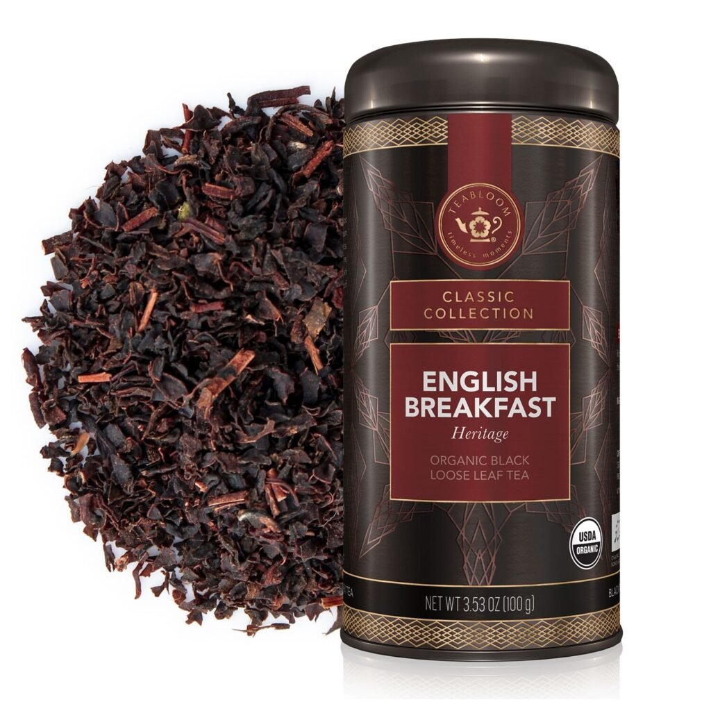 Teabloom’s English Breakfast tea canister is an example of some of the best tea leaves.