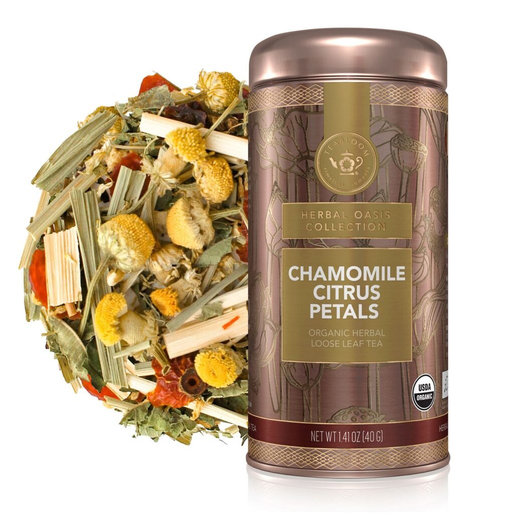 Teabloom’s Chamomile Citrus Petals immune-boosting tea canister