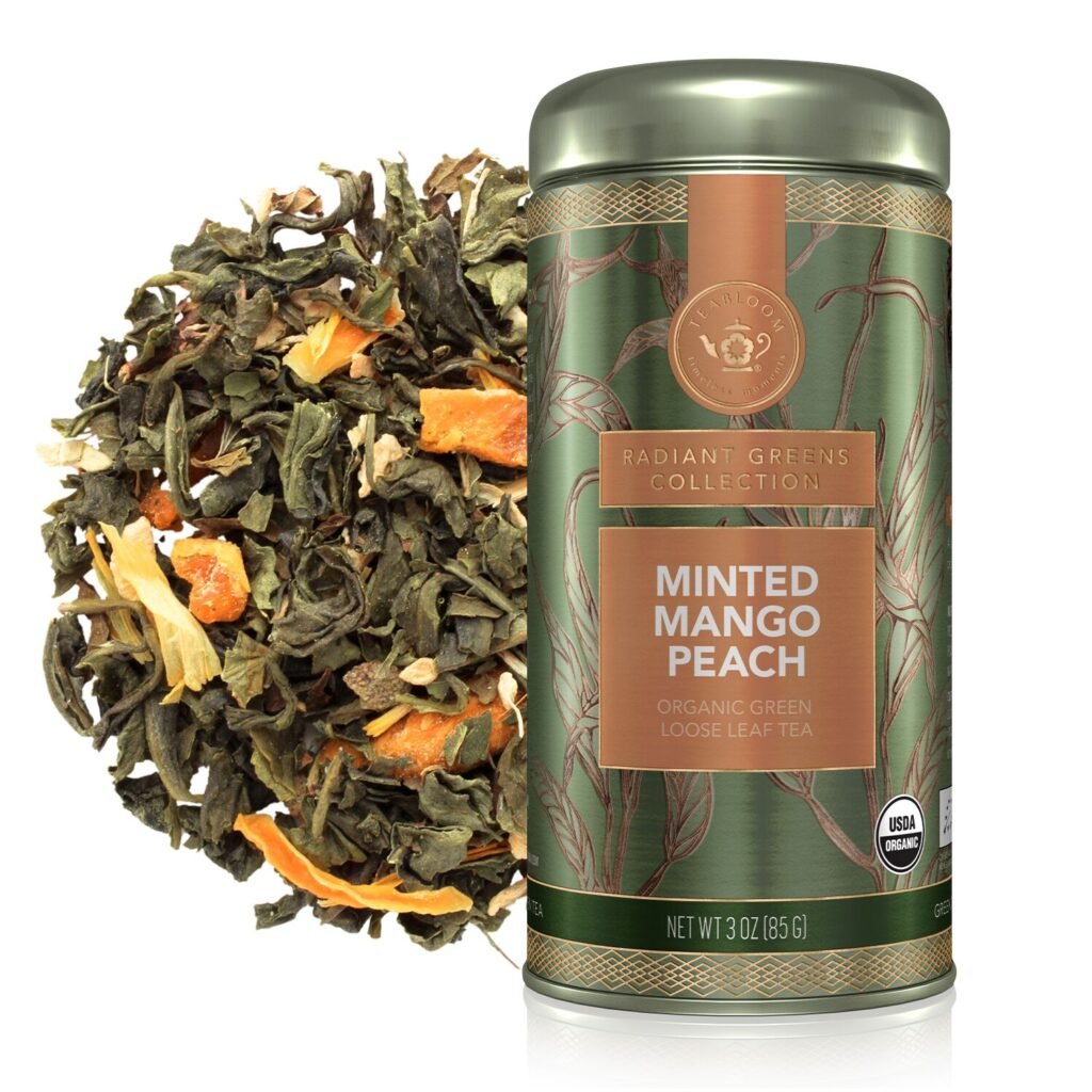 Teabloom’s Minted mango Peach immune-boosting tea canister