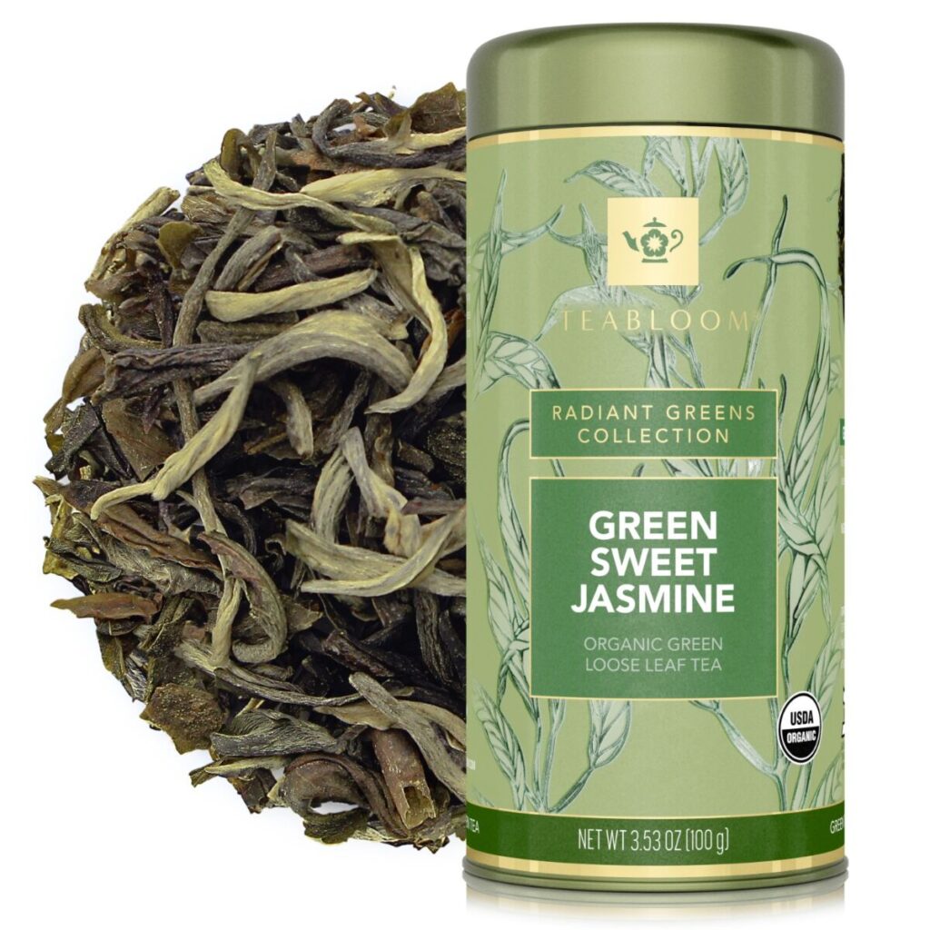 Green Sweet Jasmine loose-leaf tea canister as a Chinese Zodiac personality tea for the Year of the Rooster.