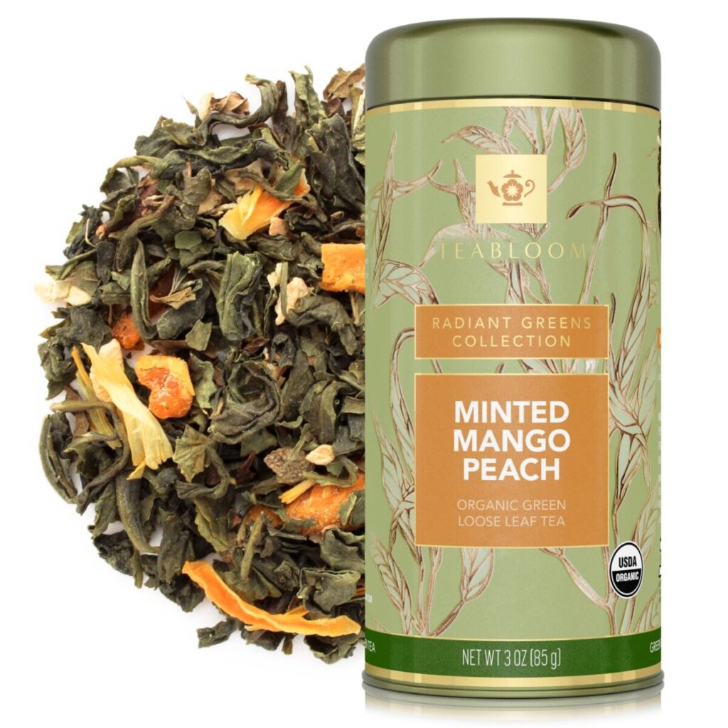 Minted Mango Peach loose-leaf tea canister as a Chinese Zodiac personality tea for the Year of the Tiger.