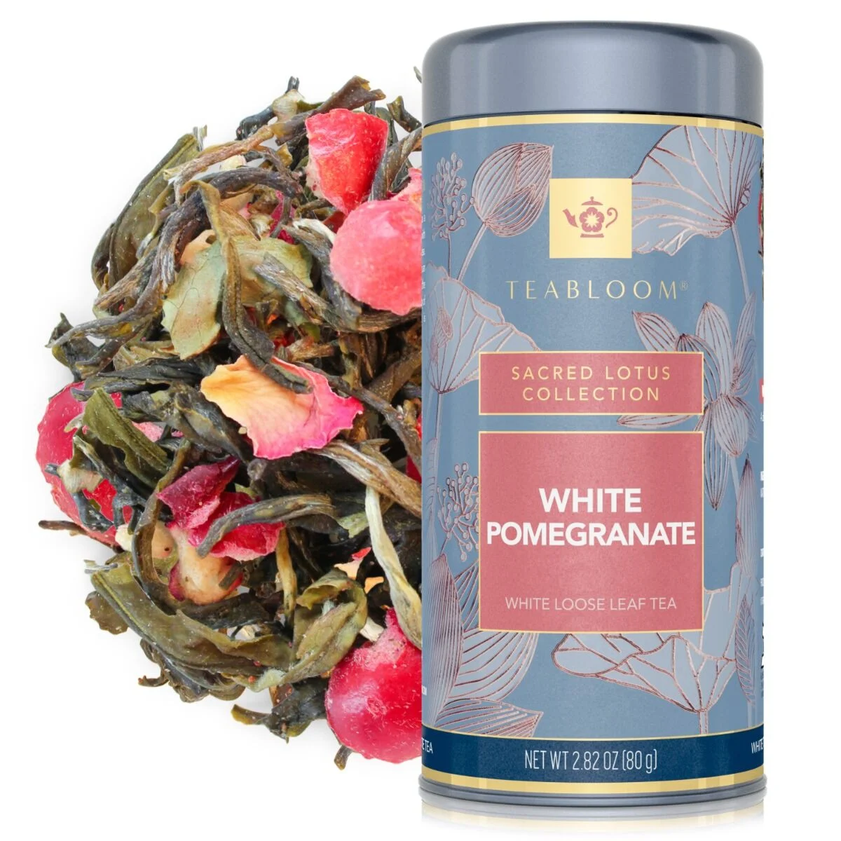 White Pomegranate loose-leaf tea canister as a Chinese Zodiac personality tea for the Year of the Pig.